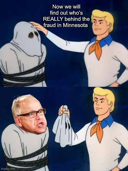 Governor Tim Walz, pirate king | Now we will find out who’s REALLY behind the fraud in Minnesota | image tagged in scooby doo mask reveal,tim walz,somali pirates,minnesota fraud,political meme | made w/ Imgflip meme maker