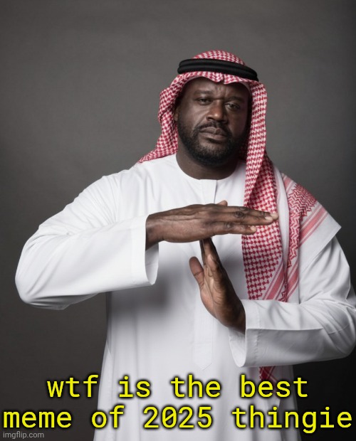 Arab shaq timeout | wtf is the best meme of 2025 thingie | image tagged in arab shaq timeout | made w/ Imgflip meme maker