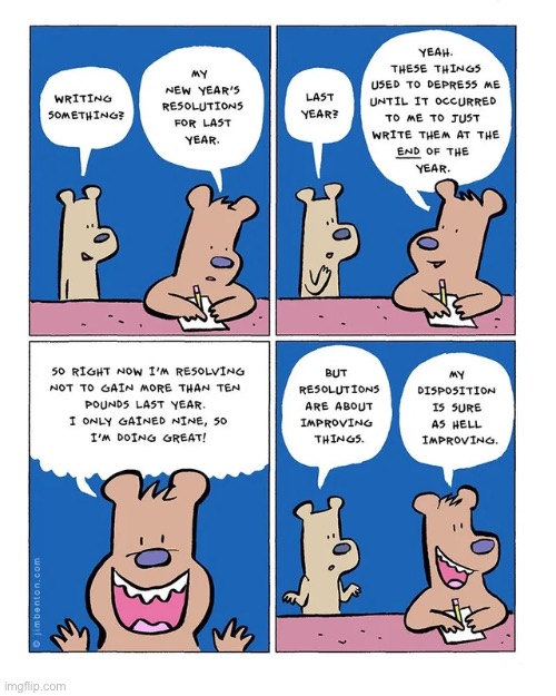 New Year’s resolutions… | image tagged in comics,new year,resolutions,bears | made w/ Imgflip meme maker