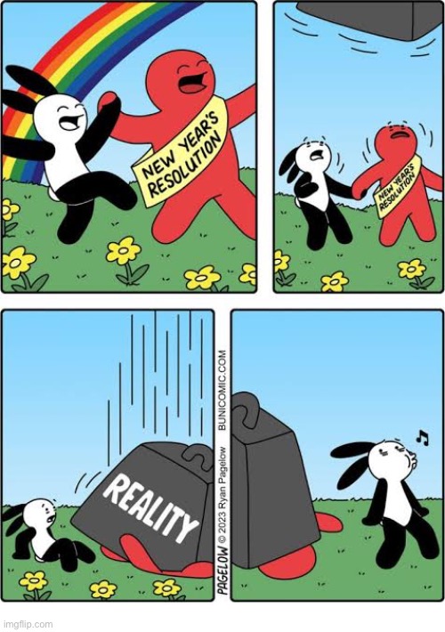 Buni Comics | image tagged in comics,buni comics,new years,reality,weight | made w/ Imgflip meme maker