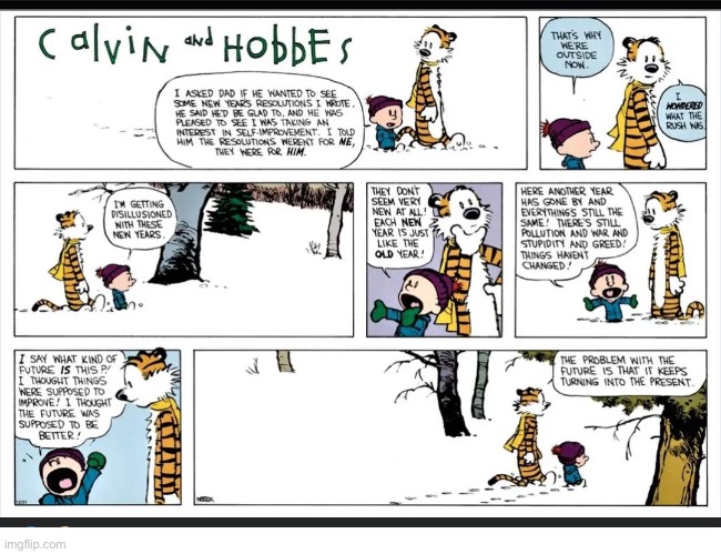 Happy New Year 2026! | image tagged in comics,calvin and hobbes,new years day,resolutions | made w/ Imgflip meme maker