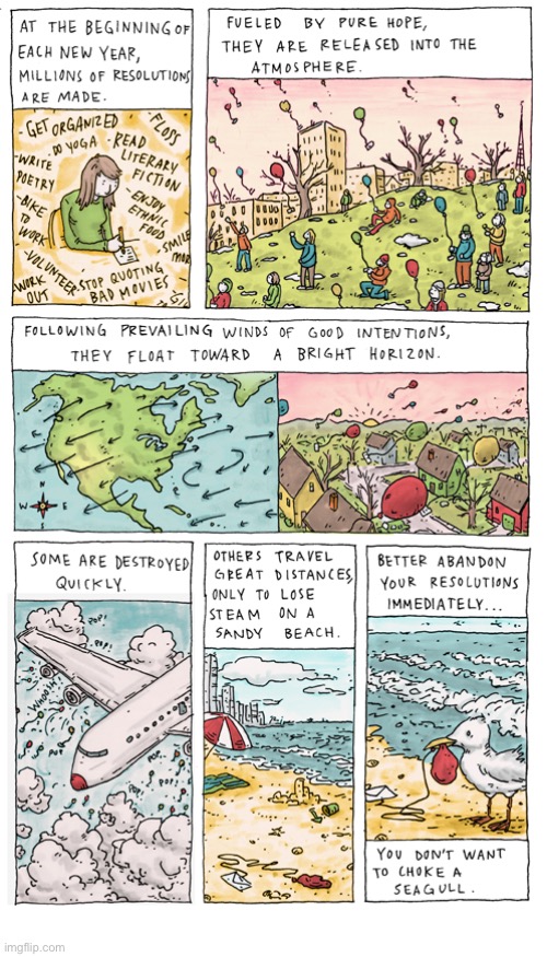 New Year’s resolutions… | image tagged in comics,new years,resolutions,balloons,abandon | made w/ Imgflip meme maker
