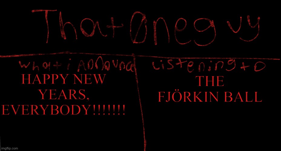HAPPY NEW YEARS, GUYS!! | THE FJÖRKIN BALL; HAPPY NEW YEARS, EVERYBODY!!!!!!! | image tagged in my new logo | made w/ Imgflip meme maker