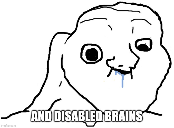AND DISABLED BRAINS | image tagged in brainlet stupid | made w/ Imgflip meme maker