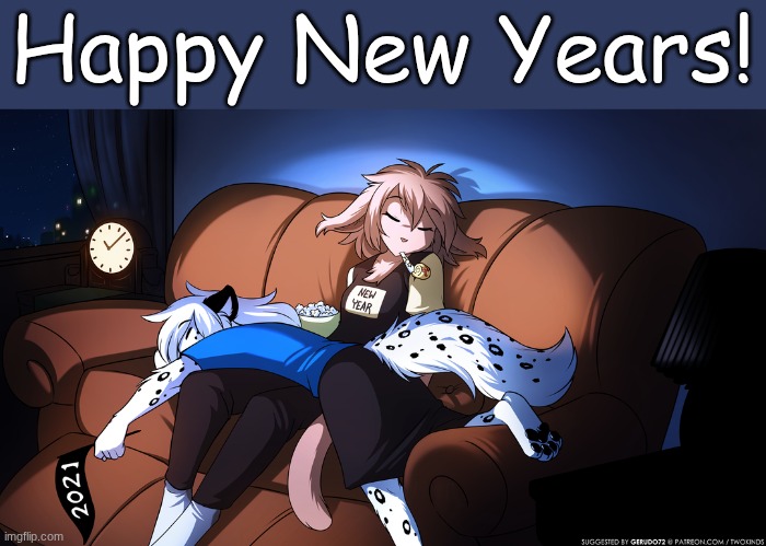 (art by thomas fishbach) | Happy New Years! | image tagged in twokinds,furry,new years | made w/ Imgflip meme maker