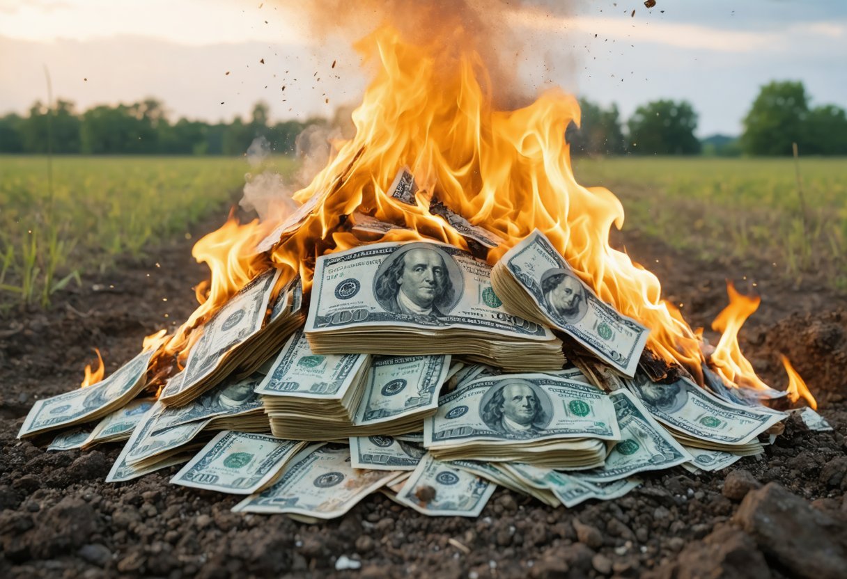 Burning Money Blank Meme Template