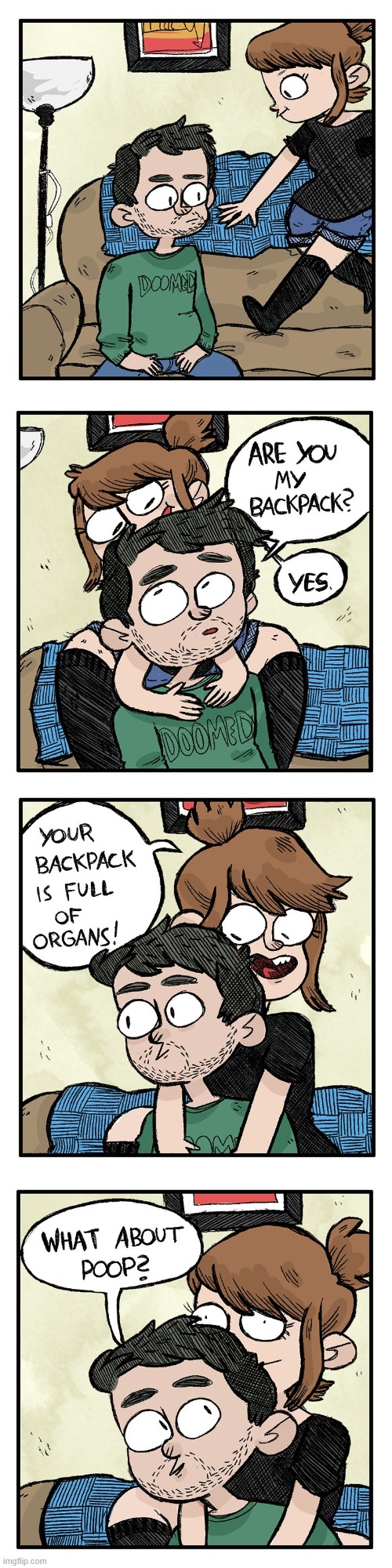 image tagged in backpack,human,full,organs,poop,yuck | made w/ Imgflip meme maker