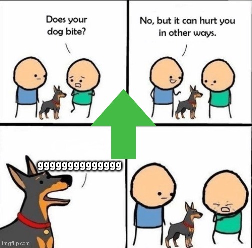 does your dog bite | gggggggggggggg | image tagged in does your dog bite | made w/ Imgflip meme maker