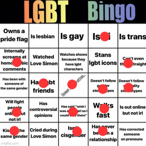 huh. neat. | image tagged in lgbtq bingo | made w/ Imgflip meme maker