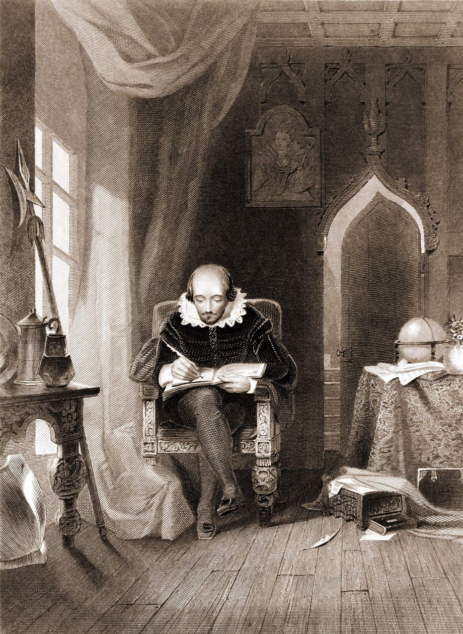 Shakespeare writing a message Blank Meme Template