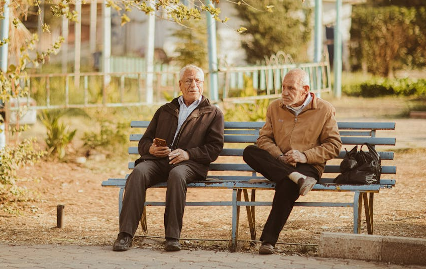old guys on a park bench Blank Meme Template