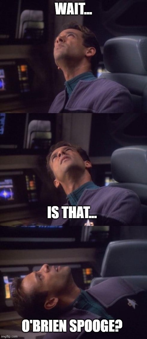 Chief, You Are Nasty | WAIT... IS THAT... O'BRIEN SPOOGE? | image tagged in confused bashir | made w/ Imgflip meme maker