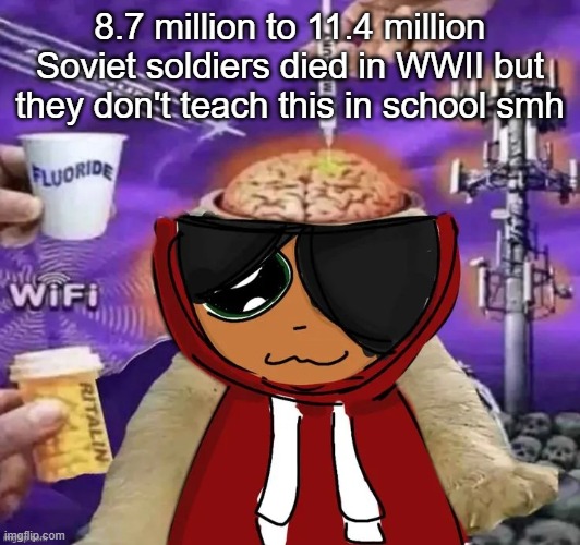 Maya | 8.7 million to 11.4 million Soviet soldiers died in WWII but they don't teach this in school smh | image tagged in maya | made w/ Imgflip meme maker
