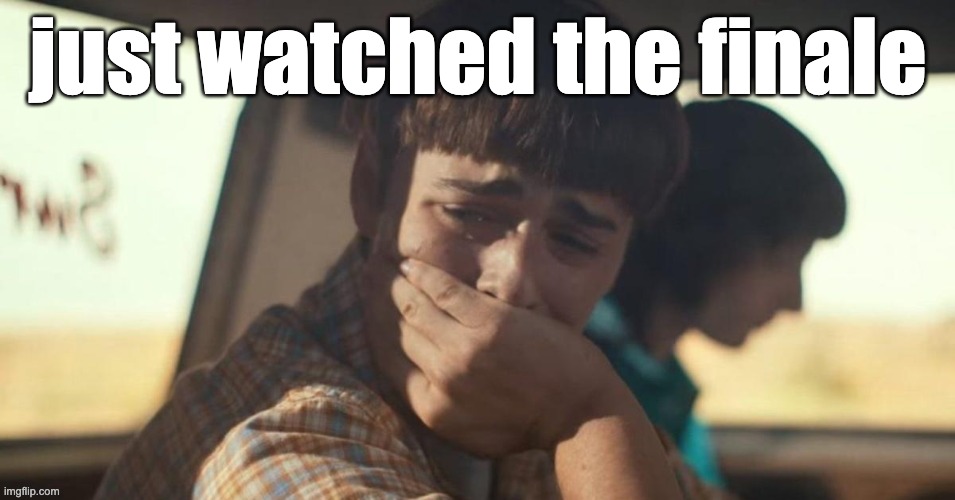me after watching stranger things finale | just watched the finale | image tagged in will byers crying | made w/ Imgflip meme maker