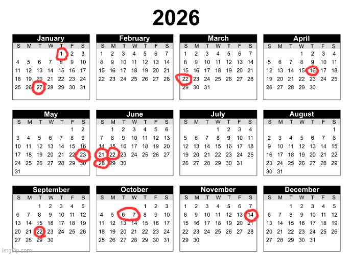 Every single holiday (excluding Mendelevia day) in Mendelevia | image tagged in holidays,calendar,agenda,dates | made w/ Imgflip meme maker