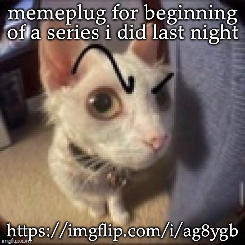 Side Eye Eyebrow Raise Cat | memeplug for beginning of a series i did last night; https://imgflip.com/i/ag8ygb | image tagged in side eye eyebrow raise cat | made w/ Imgflip meme maker