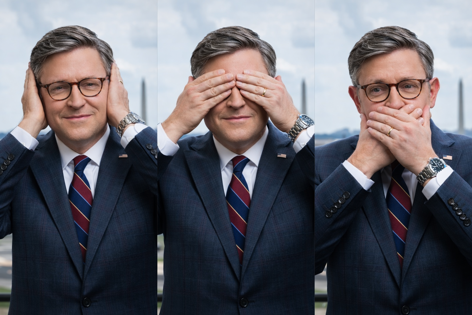 Mike Johnson hear see speak Blank Meme Template