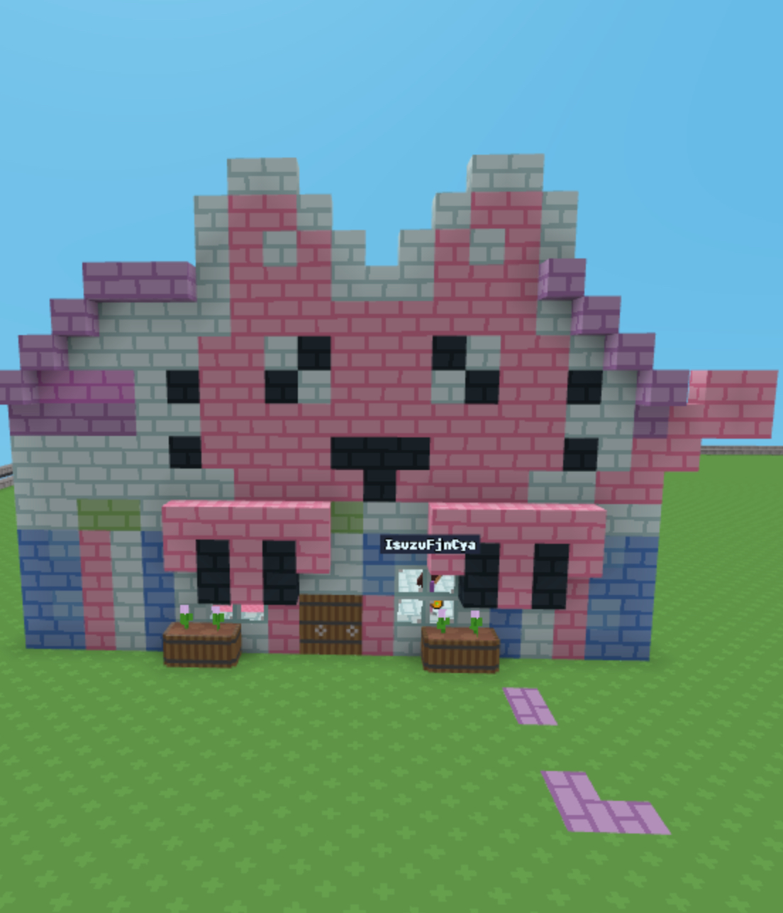 Kitty cat girl Minecraft house Blank Meme Template