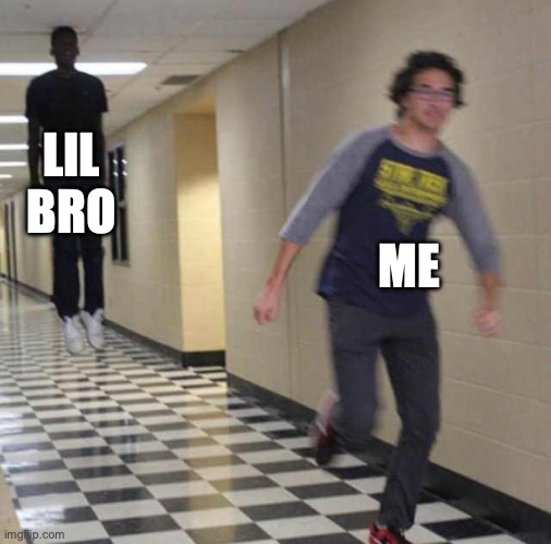 floating boy chasing running boy | LIL BRO ME | image tagged in floating boy chasing running boy | made w/ Imgflip meme maker