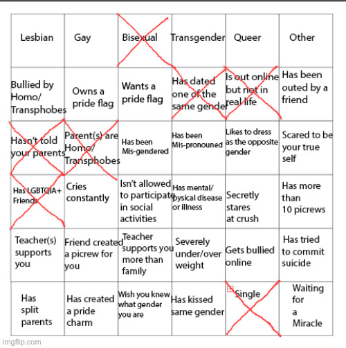 Uhh here | image tagged in lgbtqia bingo | made w/ Imgflip meme maker