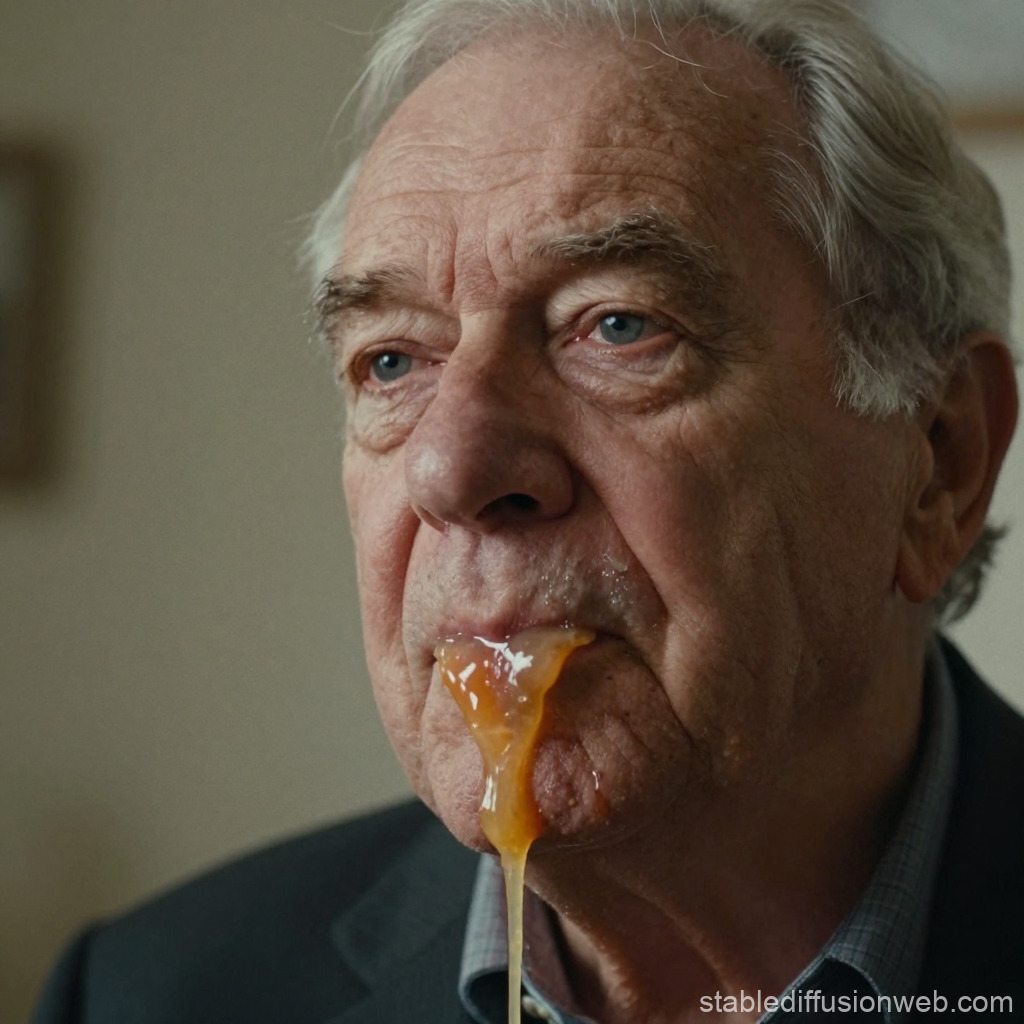 elderly old man orange goo lips and chin Blank Meme Template