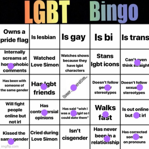 bleh | image tagged in lgbtq bingo | made w/ Imgflip meme maker