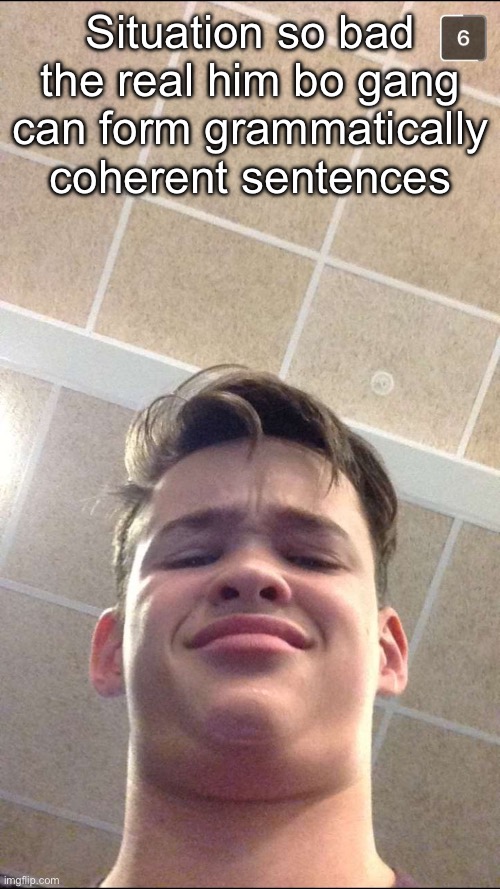 W temp name | Situation so bad the real him bo gang can form grammatically coherent sentences | image tagged in when someone says no to send nudes | made w/ Imgflip meme maker