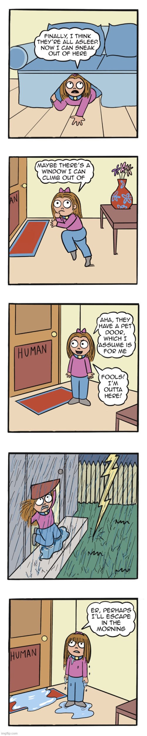 image tagged in human,sally,house,escape,storm,yikes | made w/ Imgflip meme maker