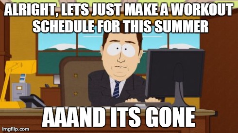 Every goddamn year... | ALRIGHT, LETS JUST MAKE A WORKOUT SCHEDULE FOR THIS SUMMER AAAND ITS GONE | image tagged in memes,aaaaand its gone | made w/ Imgflip meme maker