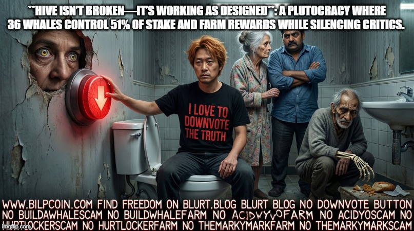 **HIVE ISN’T BROKEN—IT’S WORKING AS DESIGNED**: A PLUTOCRACY WHERE 36 WHALES CONTROL 51% OF STAKE AND FARM REWARDS WHILE SILENCING CRITICS. | made w/ Imgflip meme maker