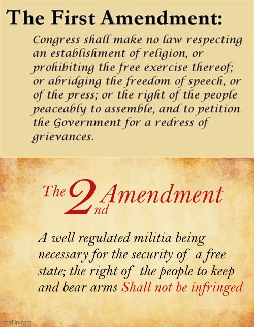 image tagged in the first amendment,2nd amendment | made w/ Imgflip meme maker