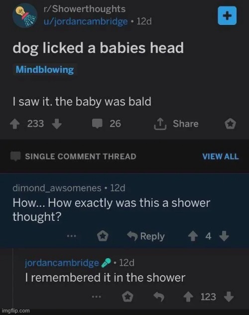 shower thought | image tagged in what | made w/ Imgflip meme maker