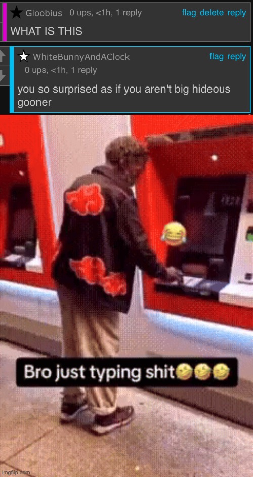 image tagged in bro just typing shit | made w/ Imgflip meme maker