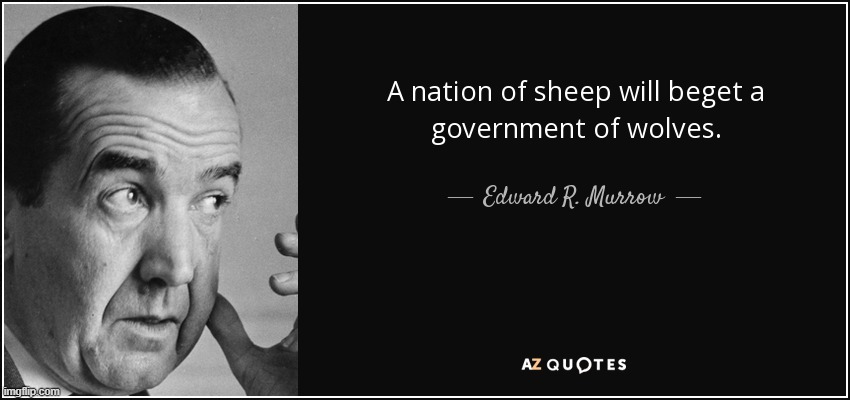 Edward R. Murrow on a nation of sheep | image tagged in political,quotes | made w/ Imgflip meme maker