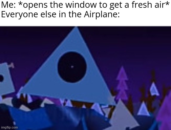TPC meme I made | Me: *opens the window to get a fresh air*
Everyone else in the Airplane: | image tagged in jsab | made w/ Imgflip meme maker