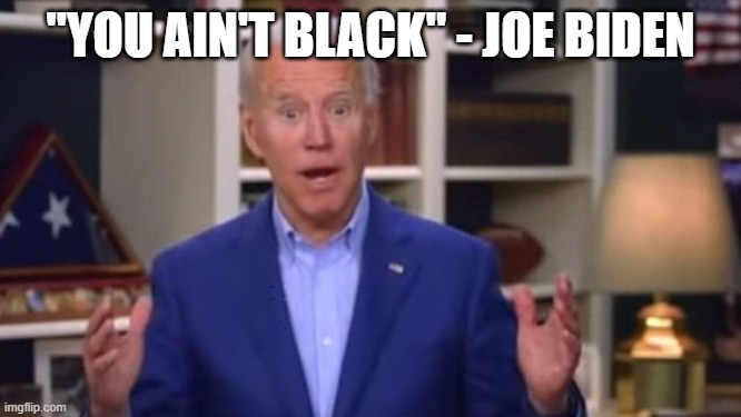 Joe Biden You Ain't Black | "YOU AIN'T BLACK" - JOE BIDEN | image tagged in joe biden you ain't black | made w/ Imgflip meme maker