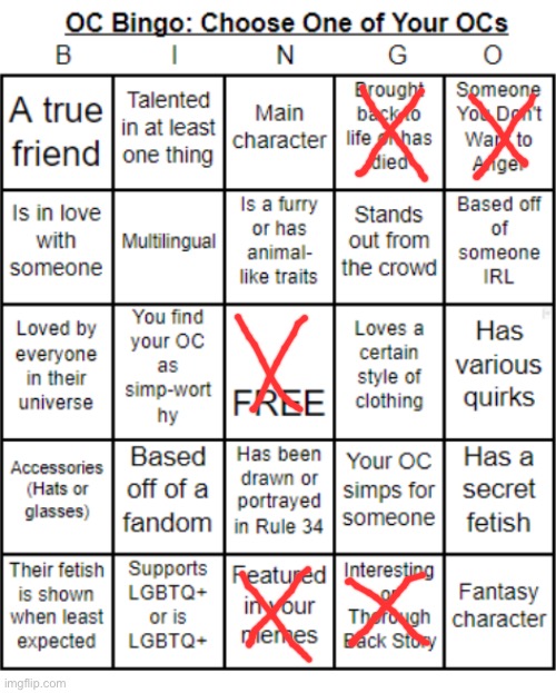 TheSuitedGayWeeb's OC Bingo | image tagged in thesuitedgayweeb's oc bingo | made w/ Imgflip meme maker