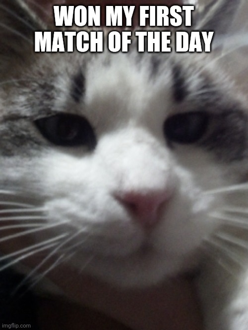 Sour Hart announcement template | WON MY FIRST MATCH OF THE DAY | image tagged in sour hart announcement template,wrestling | made w/ Imgflip meme maker