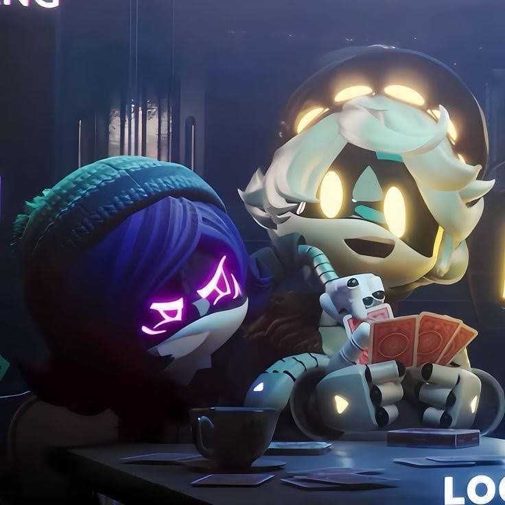 Uzi and N play cards Blank Meme Template