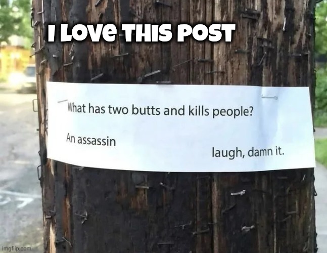 Dad Joke | I love this post | image tagged in killer meme,assassination chain,wanted poster,well yes but actually no | made w/ Imgflip meme maker