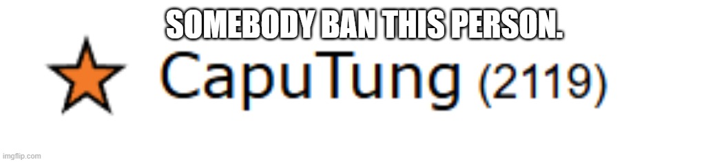 Somebody ban this guy. | SOMEBODY BAN THIS PERSON. | image tagged in fun,memes,ban | made w/ Imgflip meme maker