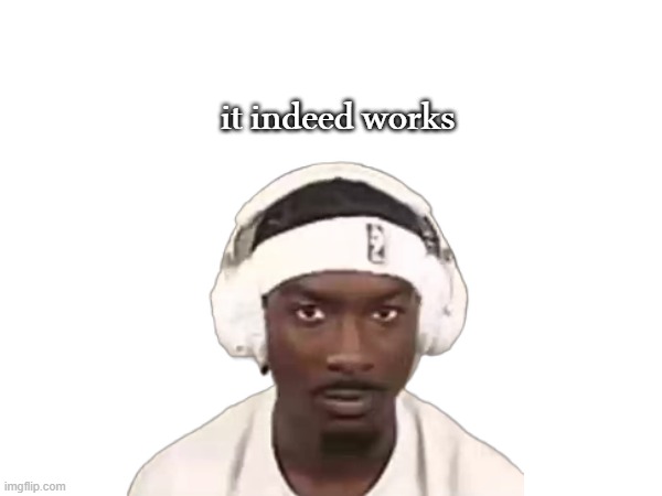 it indeed works | made w/ Imgflip meme maker