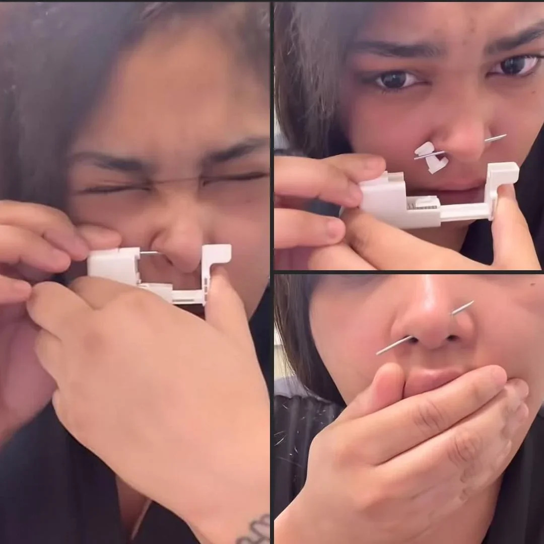 Nose piercing gone wrong Blank Meme Template