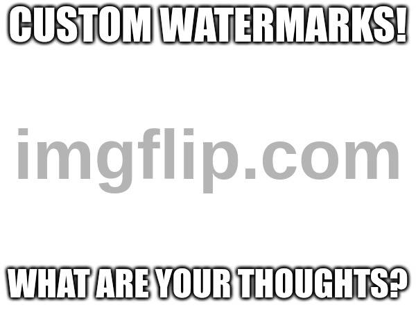 custom watermarks?!?!!? | CUSTOM WATERMARKS! WHAT ARE YOUR THOUGHTS? | made w/ Imgflip meme maker