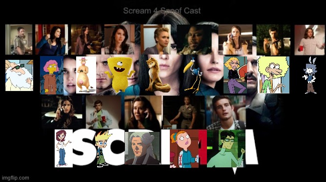Credit to Mico the Ninjago Fan 2024 for this used | image tagged in meme,memes,spoof cast,scream 4,characters,roles | made w/ Imgflip meme maker