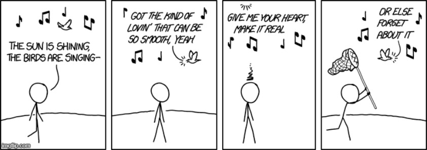 "Maybe if I put it in a box for a while with a speaker playing some pleasant pastoral music, I can reprogram it." | image tagged in bird,sing,singing,santana,rob thomas,smooth | made w/ Imgflip meme maker