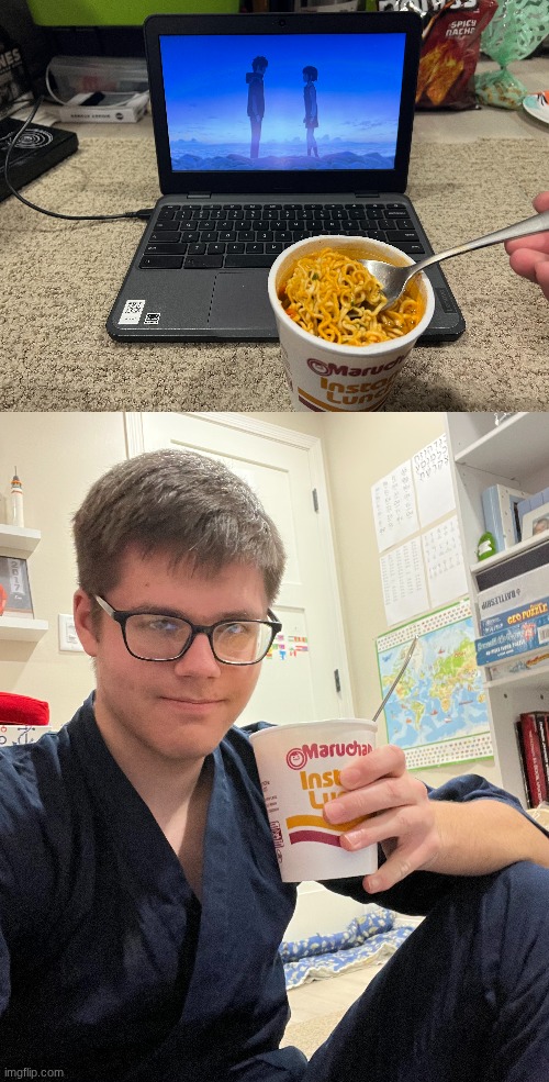 Eating ramen while wearing a kimono and watching my favorite movie at 4am is a great vibe | made w/ Imgflip meme maker