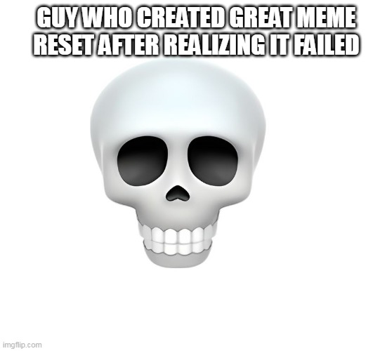 Skull | GUY WHO CREATED GREAT MEME RESET AFTER REALIZING IT FAILED | image tagged in skull | made w/ Imgflip meme maker