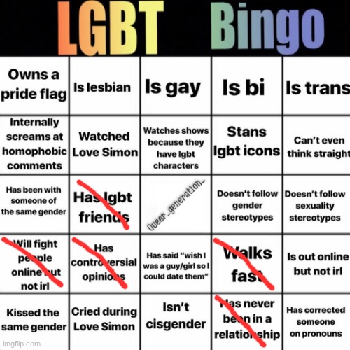 not even gay or shit | image tagged in lgbtq bingo | made w/ Imgflip meme maker