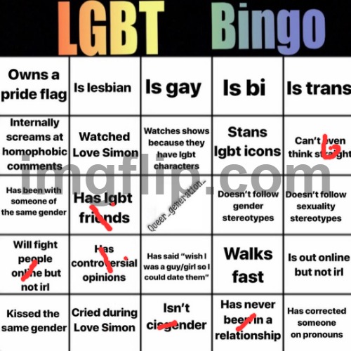 taking ts title to say i like cheese toastys | image tagged in lgbtq bingo | made w/ Imgflip meme maker